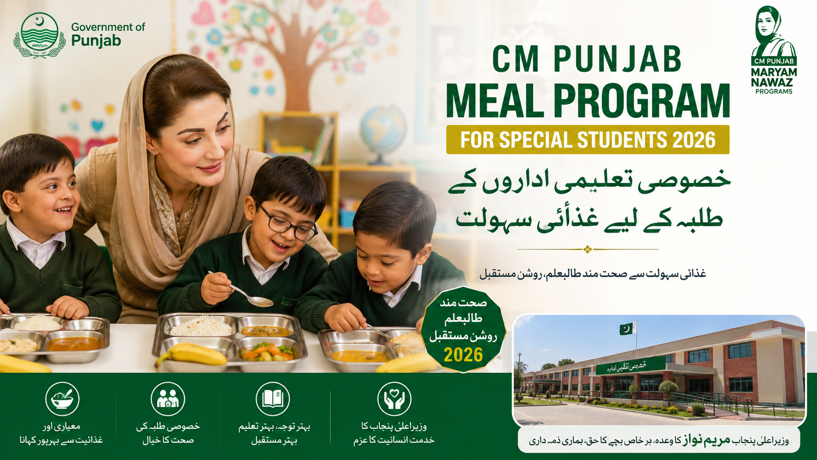 CM Punjab Meal Program for Special Students 2026 — خصوصی تعلیمی اداروں کے طلبہ کے لیے غذائی سہولت