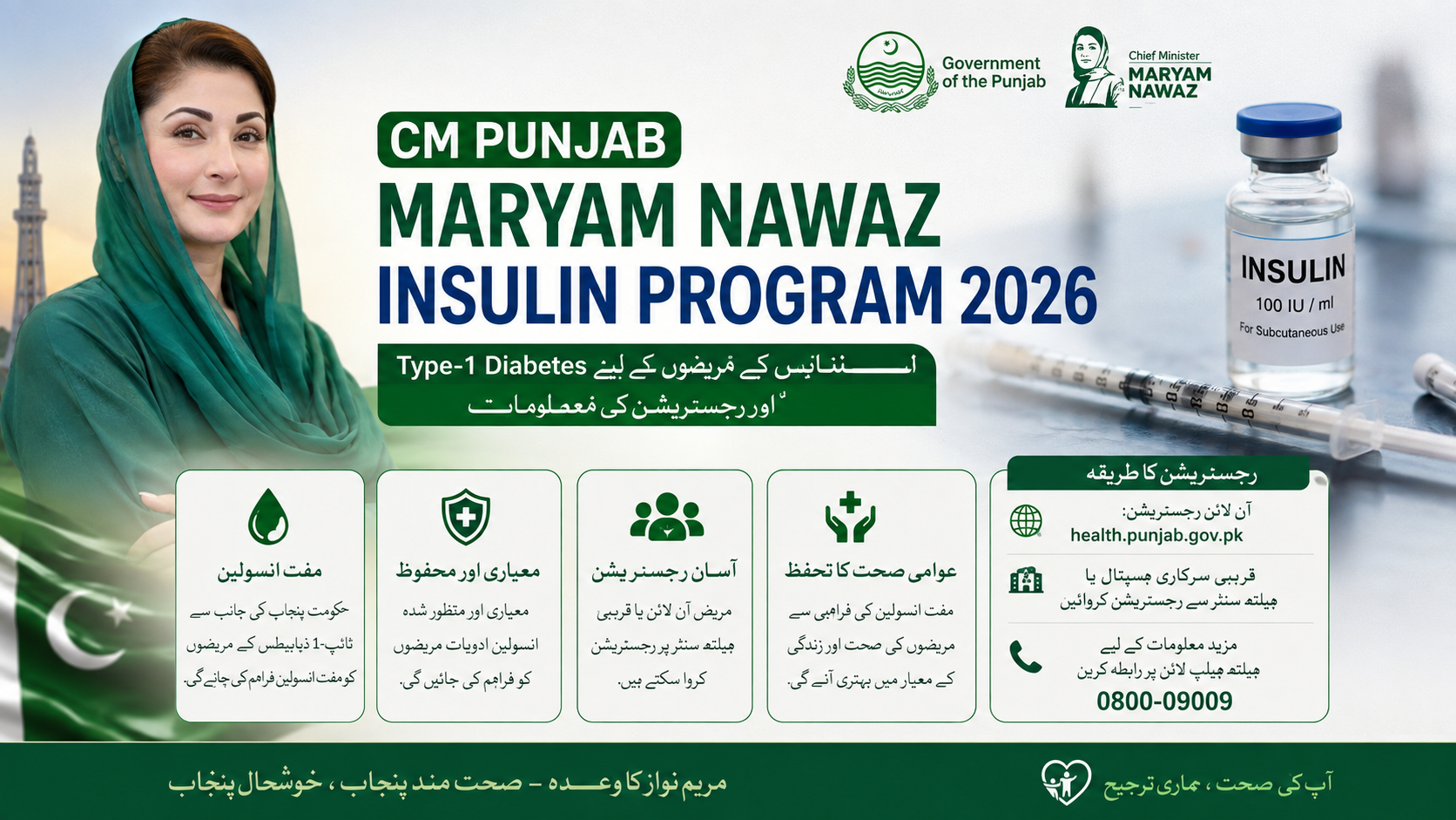 CM Punjab Maryam Nawaz Insulin Program 2026 Type-1 Diabetes کے مریضوں کے لیے Insulin Support اور رجسٹریشن کی معلومات