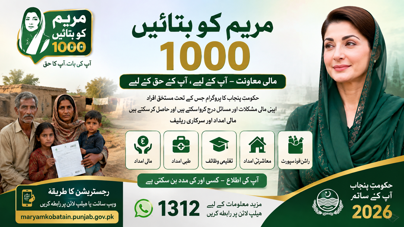 Maryam Ko Batain 1000 – Financial Assistance 2026 مستحق افراد کے لیے مالی معاونت اور سرکاری ریلیف سسٹم سے متعلق مکمل معلومات