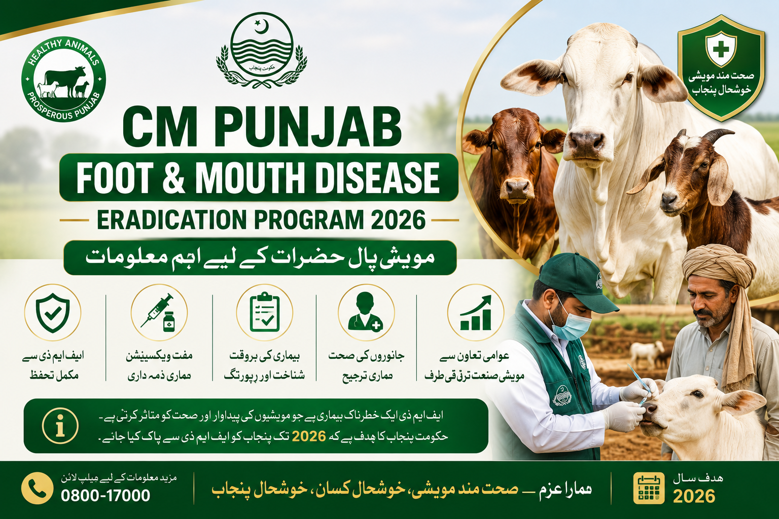 CM Punjab Foot & Mouth Disease Eradication Program 2026 — مویشی پال حضرات کے لیے اہم معلومات